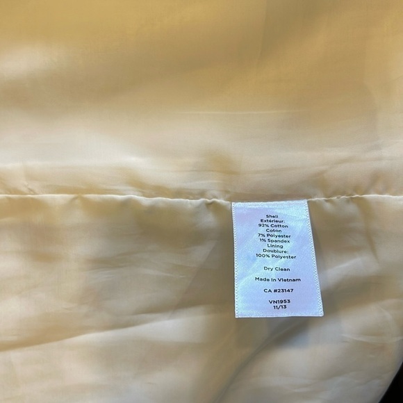 Talbots sz 14 cream with black heavy trim linen look coat dress with pockets - Picture 7 of 7